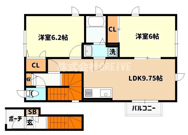 ＪＲ草津線 手原駅 徒歩19分 2階建 築31年の間取り写真