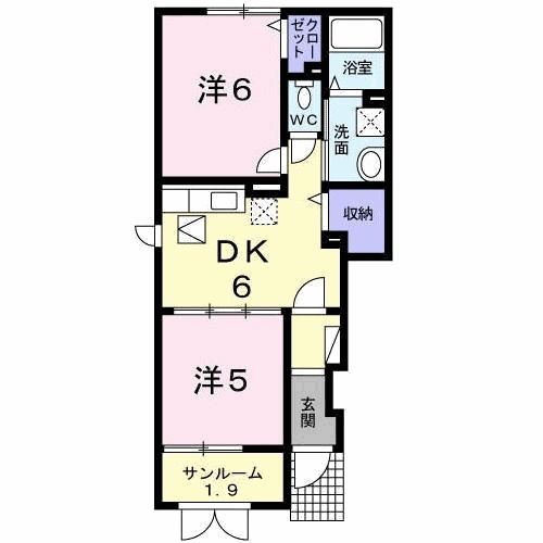 新潟市江南区天野のアパートの間取り