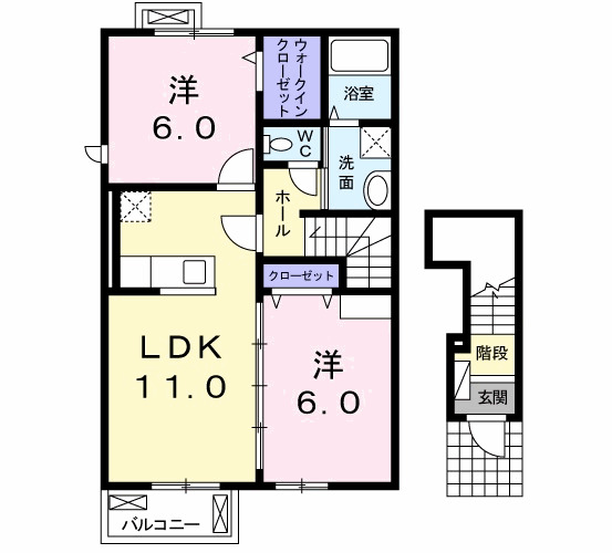 行橋市大字稲童のアパートの間取り