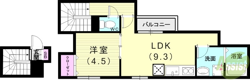 ざ・してぃ須磨Vの間取り