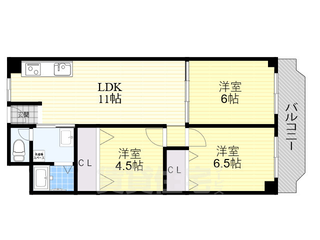 茨木市東太田のマンションの間取り