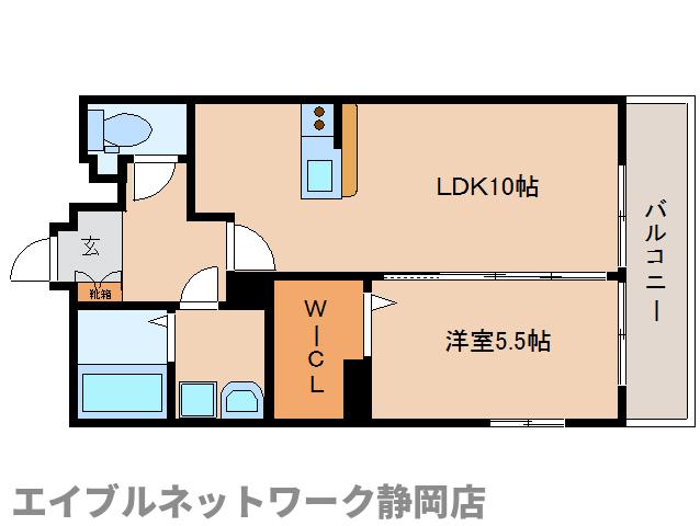 静岡市駿河区下川原のマンションの間取り