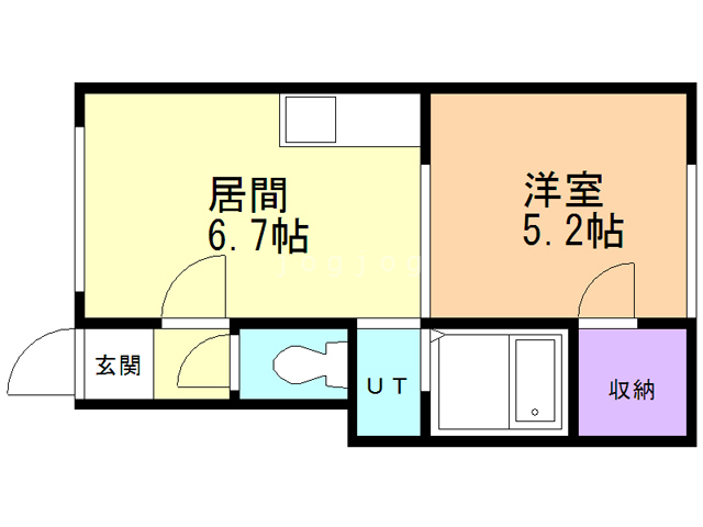 【小樽市銭函のアパートの間取り】