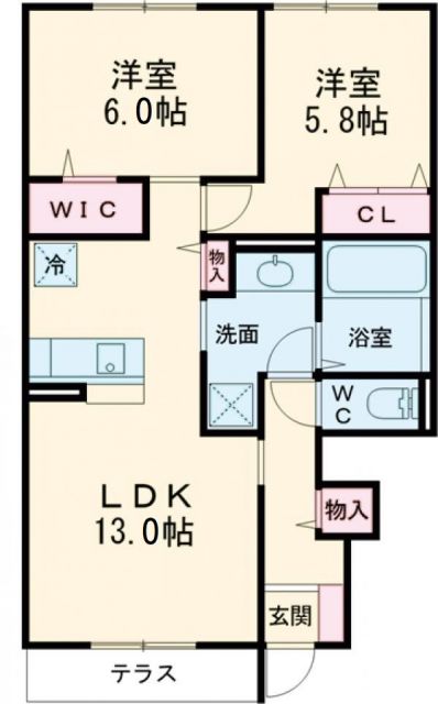 富田林市小金台のアパートの間取り