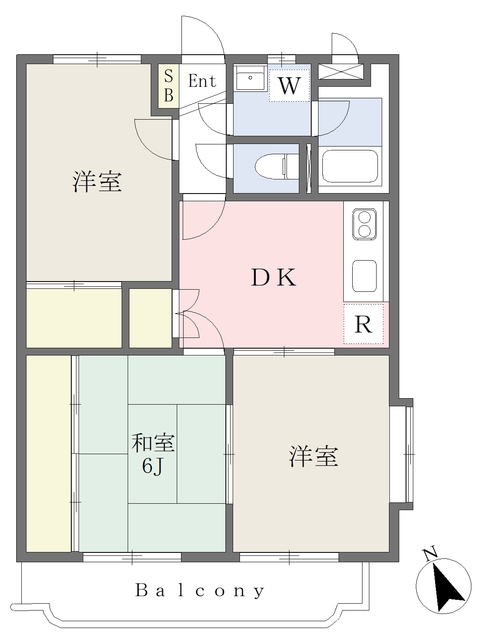 松山市竹原のマンションの間取り