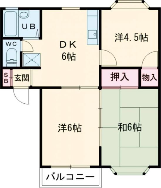 青梅市勝沼のアパートの間取り