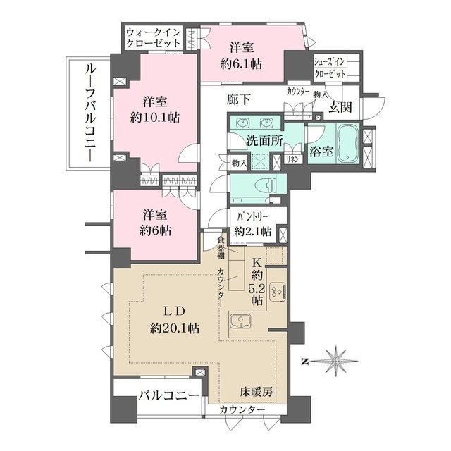 港区高輪のマンションの間取り