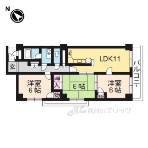 久世郡久御山町島田のマンションの間取り