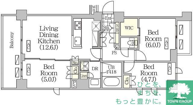 目黒区南のマンションの間取り