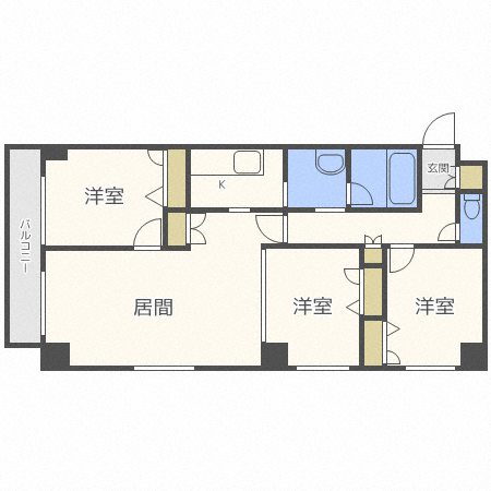 札幌市中央区北三条東のマンションの間取り
