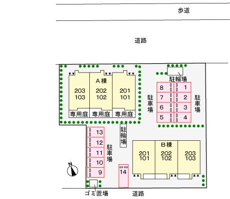 【山手メゾン弐Ａの駐車場】