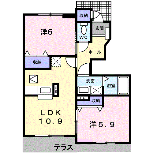 山手メゾン弐Ａの間取り