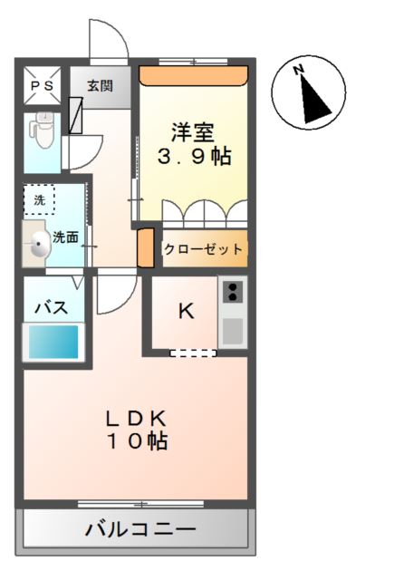 鳥取市古海のアパートの間取り