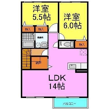 揖保郡太子町馬場のアパートの間取り