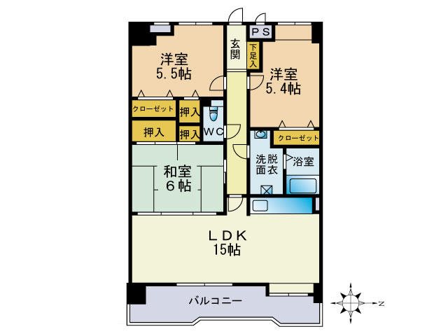 福岡市東区筥松のマンションの間取り