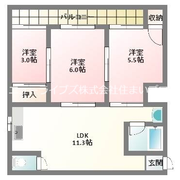 門真市北岸和田のマンションの間取り