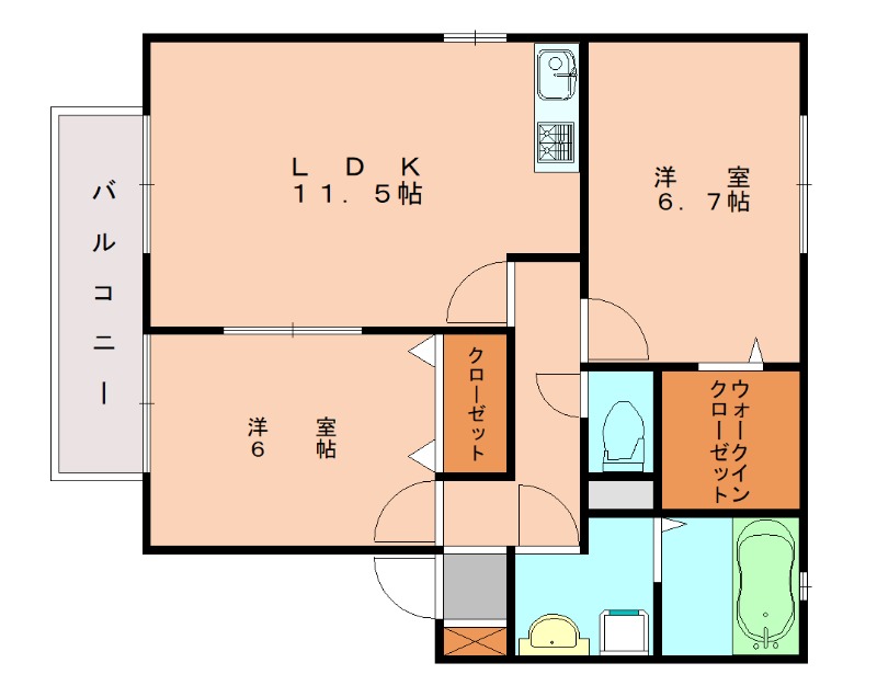 リビングタウン新宮Fの間取り