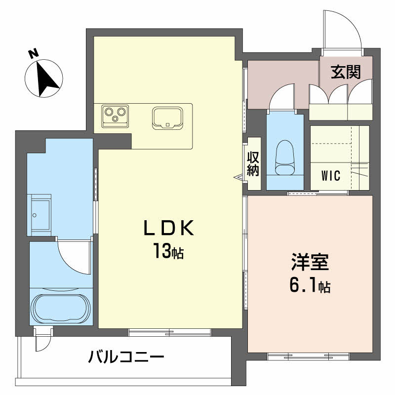 高知市北秦泉寺のマンションの間取り