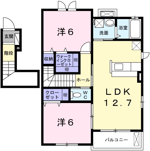 赤穂市中広のアパートの間取り