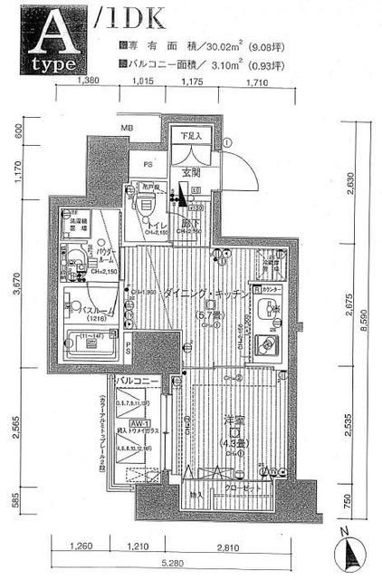 台東区松が谷のマンションの間取り