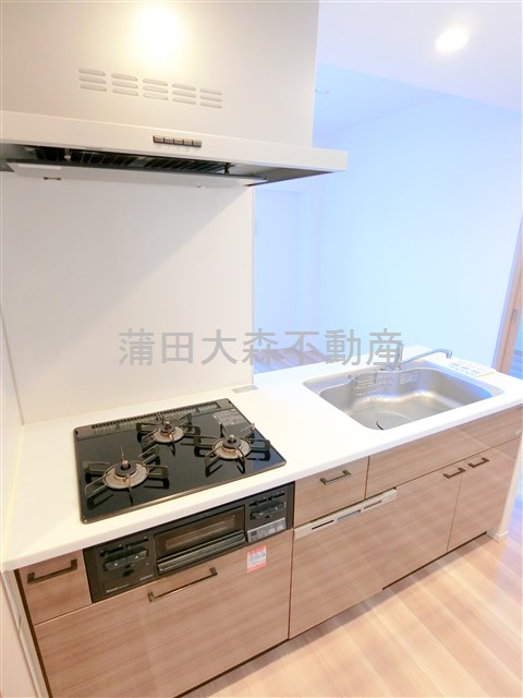 キッチン　3口ガスグリル付システムキッチン　カウンターキッチン