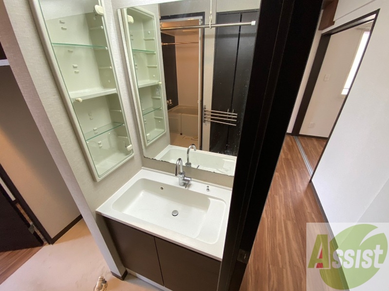 洗面設備　シャンプードレッサー。身支度はここでばっちりですね。