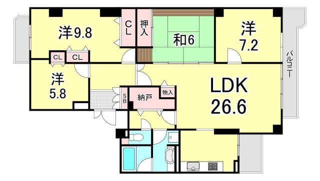 白鷹松下町マンションの間取り写真