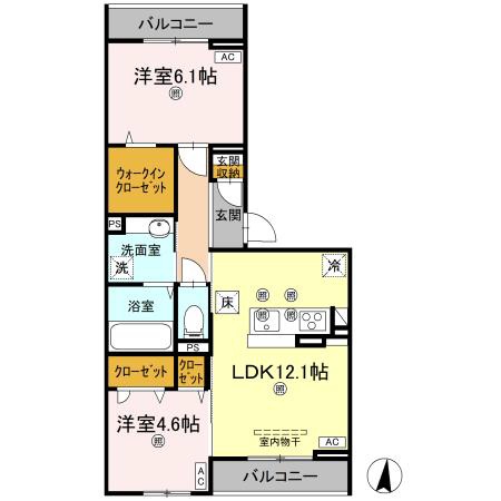 ＪＲ高徳線 佐古駅 徒歩14分 3階建 築1年の間取り写真