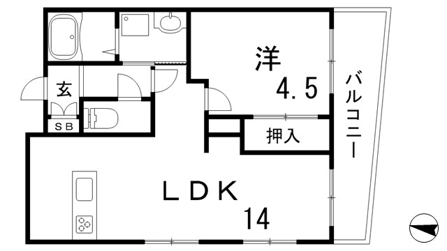 ＪＲ東海道本線 元町駅 徒歩5分 5階建 築30年の間取り写真