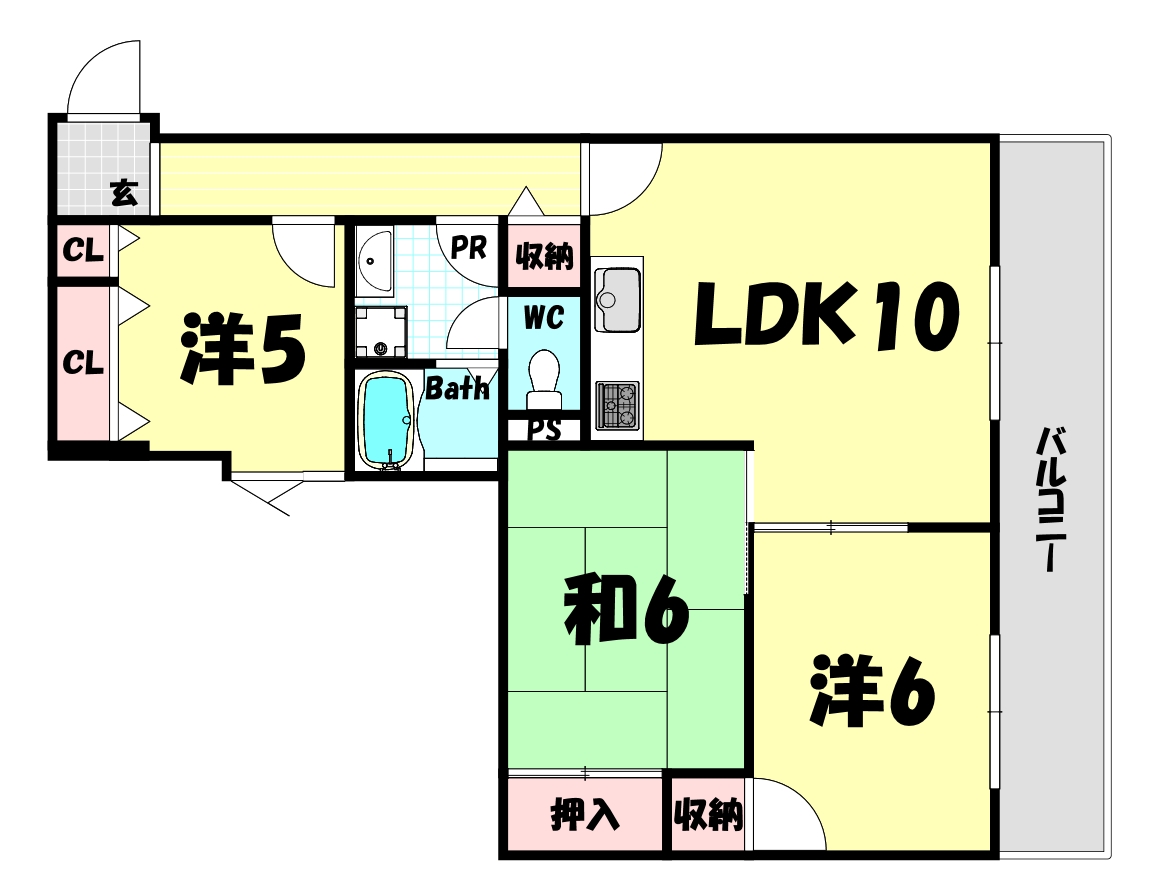 神戸市中央区野崎通のマンションの間取り