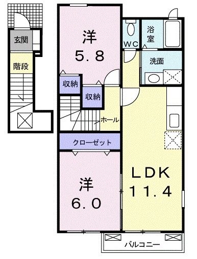 【足利市大沼田町のアパートの間取り】