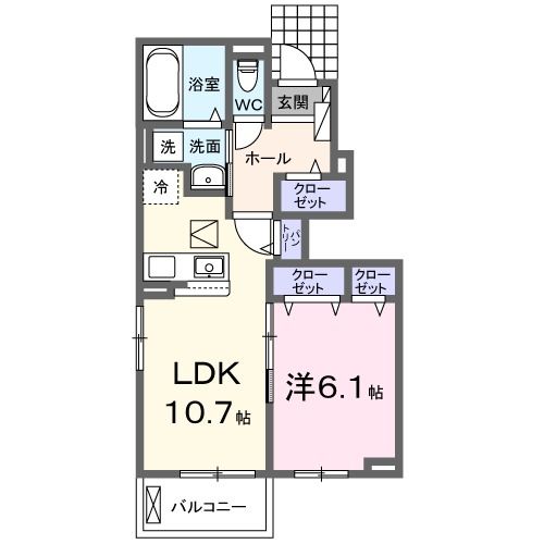 姫路市飾磨区清水のアパートの間取り
