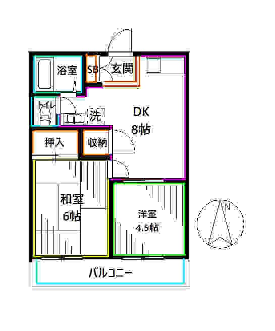 中野区上鷺宮のアパートの間取り