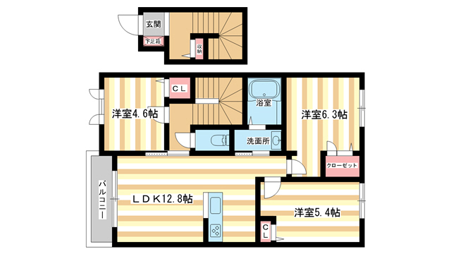 北葛城郡広陵町大字平尾のアパートの間取り