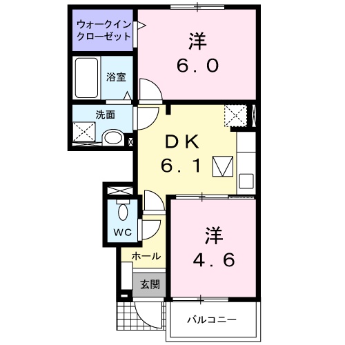 境港市外江町のアパートの間取り