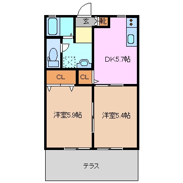 四日市市西富田町のアパートの間取り