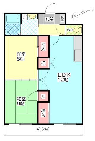 太陽田室ハイツの間取り