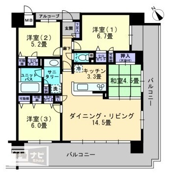 アルファステイツ倉敷駅前公園通りIIの間取り