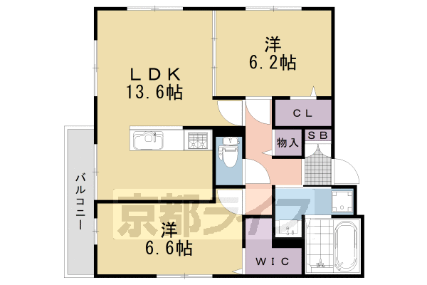 長岡京市開田のアパートの間取り