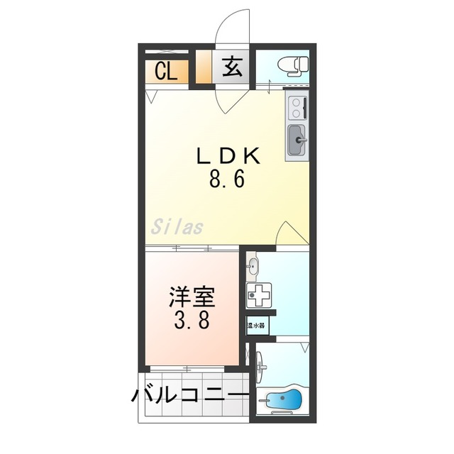 大阪市住吉区住吉のアパートの間取り