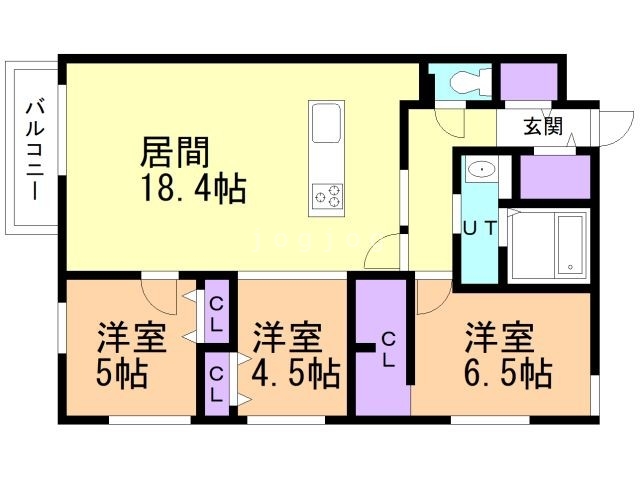 札幌市中央区南十条西のマンションの間取り