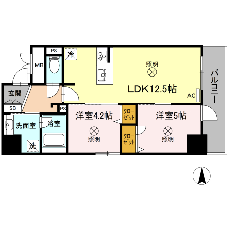 岡山市北区表町のマンションの間取り