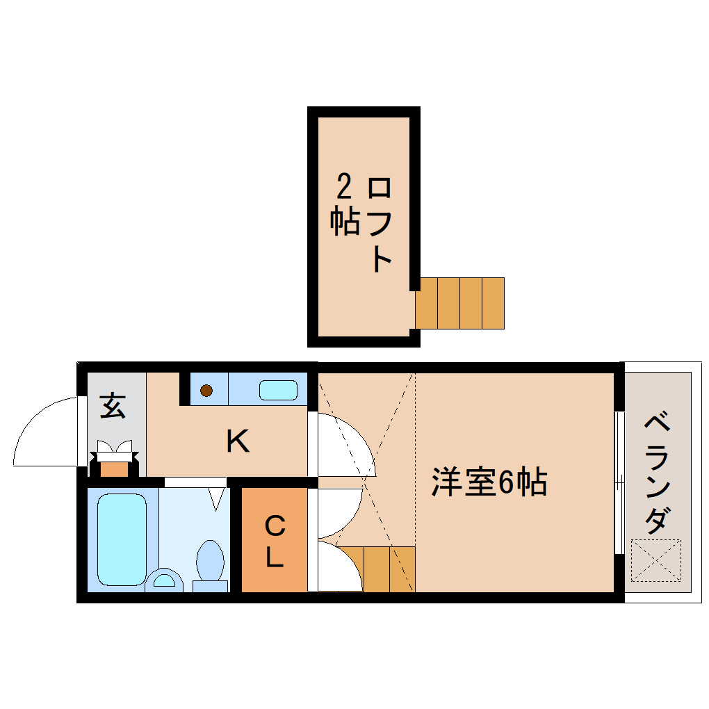 奈良市若葉台のアパートの間取り