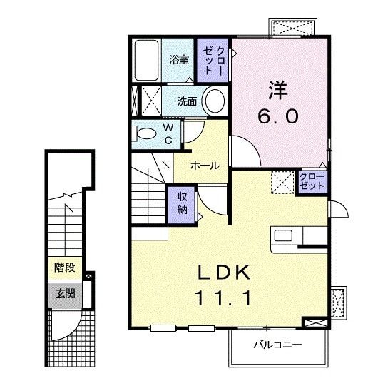 下関市椋野町のアパートの間取り