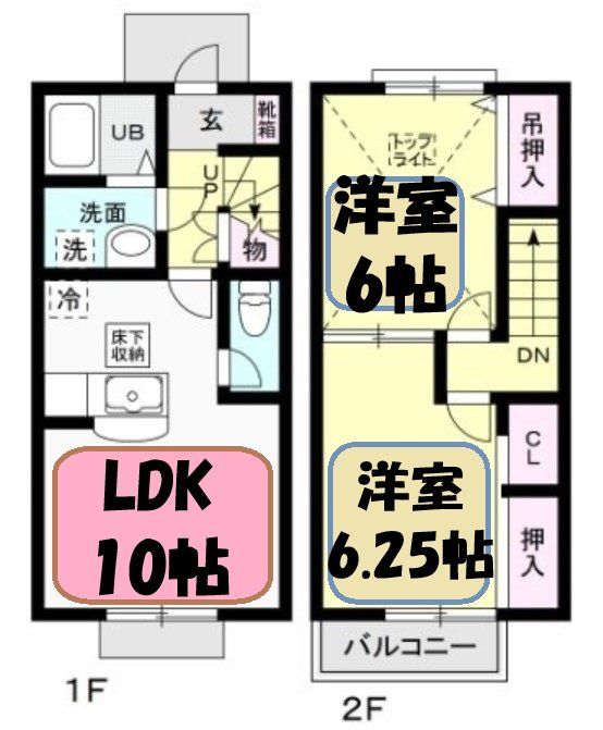 【足利市小俣町のアパートの間取り】