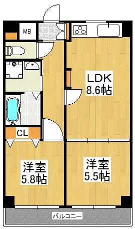 川崎市中原区小杉御殿町のマンションの間取り