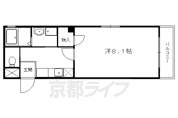 京都市左京区下鴨本町のマンションの間取り