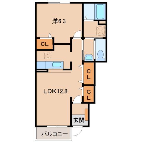 和歌山市有本のアパートの間取り