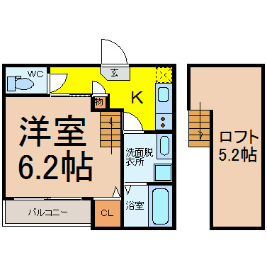 名古屋市名東区宝が丘のアパートの間取り