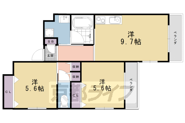 京都市伏見区菱屋町のマンションの間取り